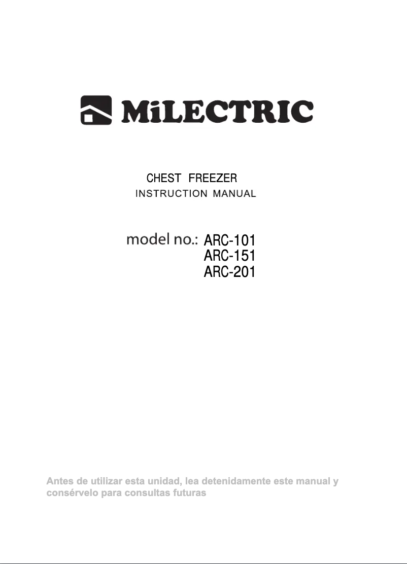 Page 1 of the manual User Manual Milectric ARC-101