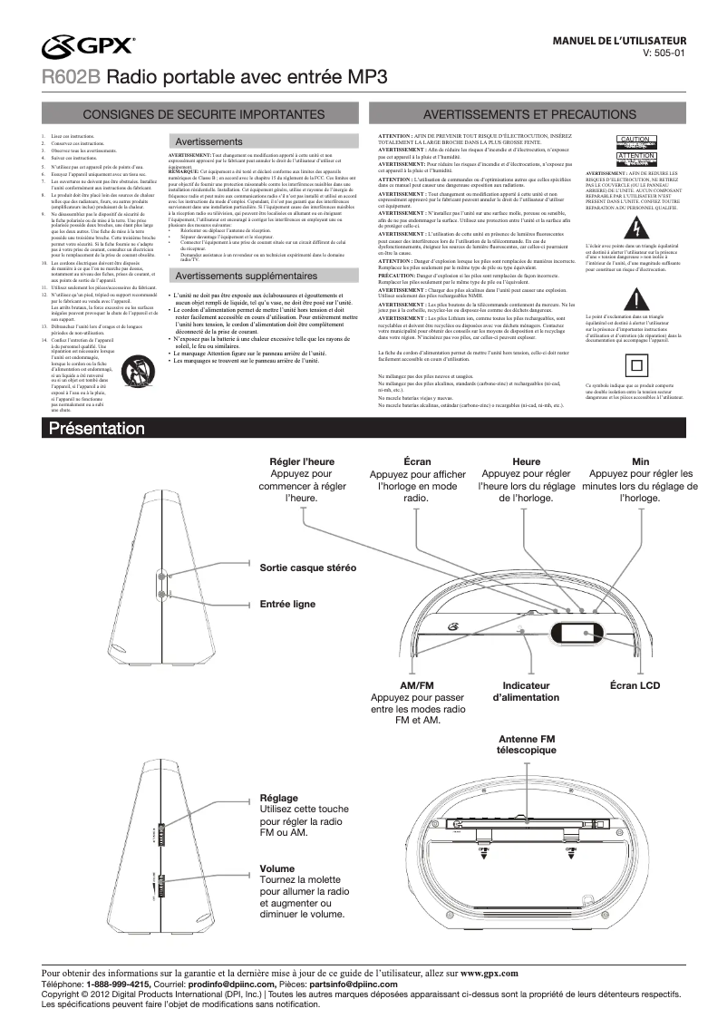 Image de la première page du manuel de l'appareil R602B