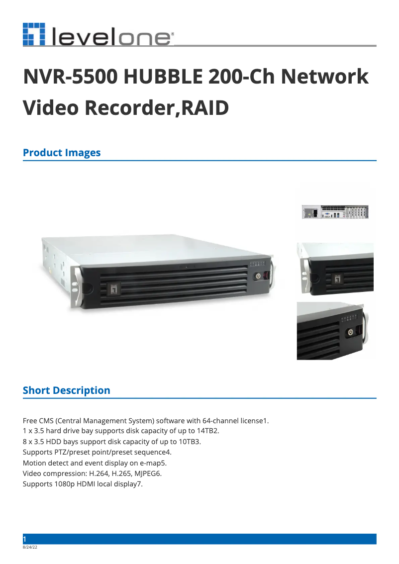 Page n°1 - Fiche technique LevelOne NVR-5500