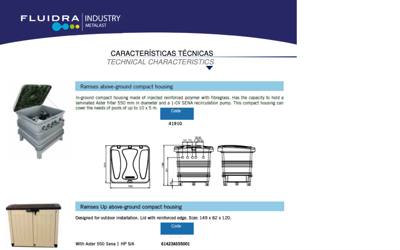 Page 1 de la notice Fiche technique AstralPool Ramsés