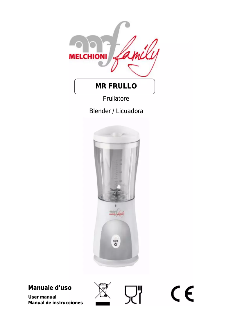 Page 1 de la notice Manuel utilisateur Melchioni Mr Frullo