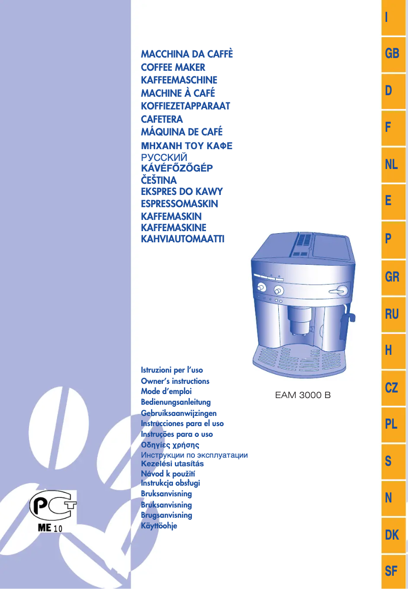 Page n°1 - Manuel utilisateur DeLonghi EAM 3000 B