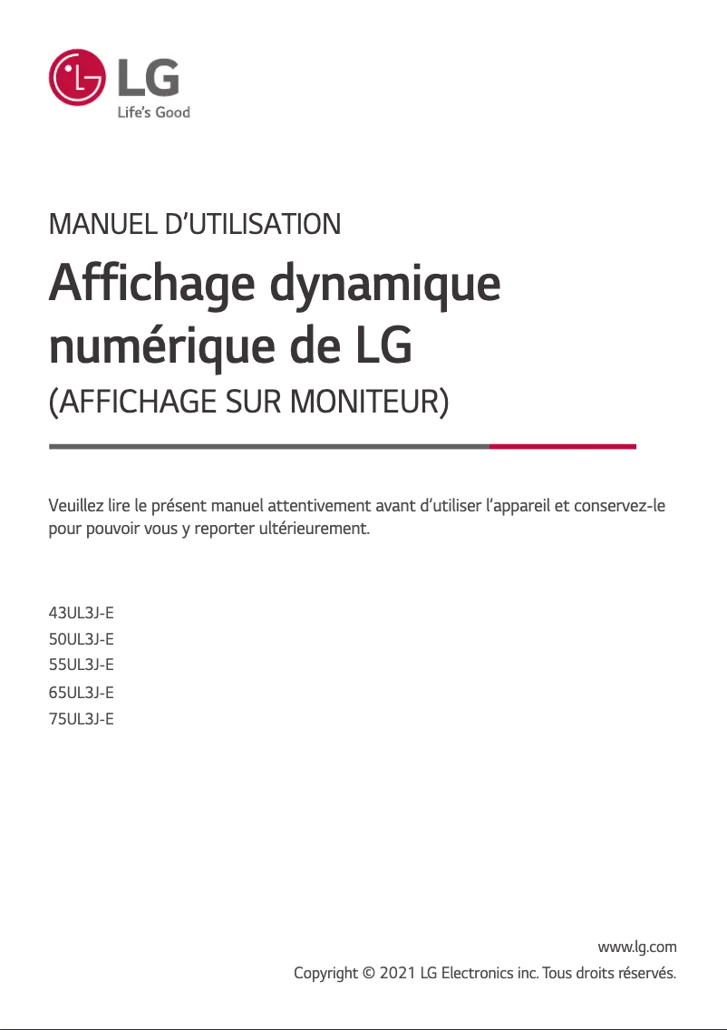 Page n°1 - Manuel utilisateur LG 43UL3J-E