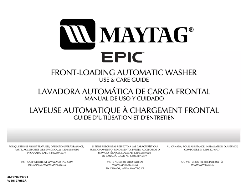 Page n°1 - Manuel utilisateur Maytag Epic MFW9800TK
