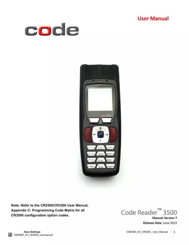 Image de la première page du manuel de l'appareil CR3500