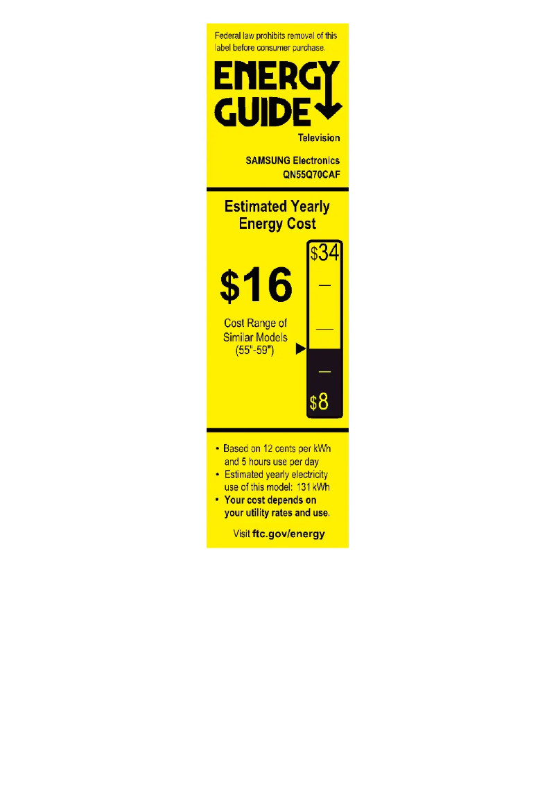 Page n°1 - Label énergétique Samsung QN65Q70CAF
