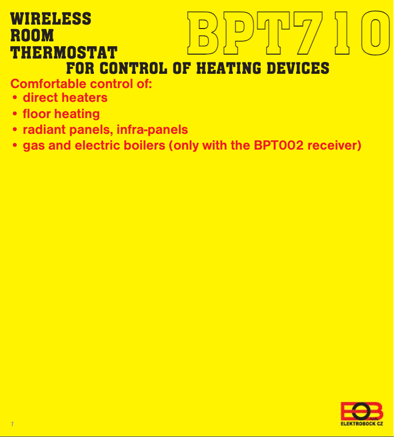 Page 1 de la notice Manuel utilisateur Elektrobock BPT710