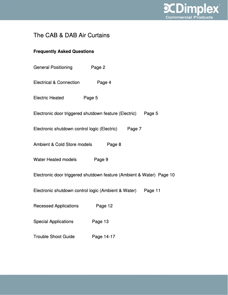 Page 1 de la notice Fiche technique Dimplex DAB20WR
