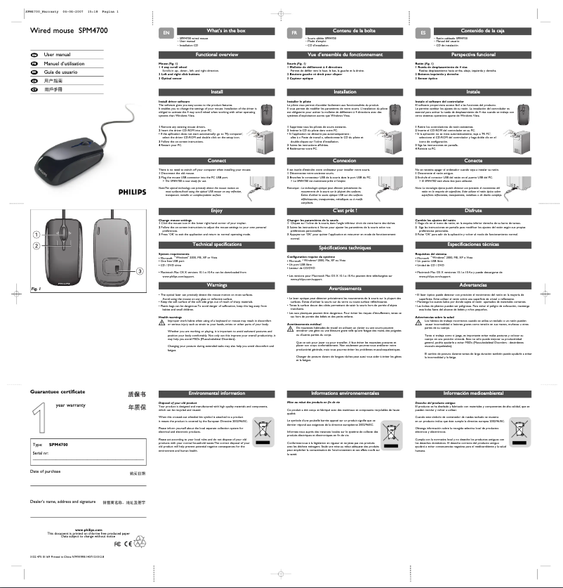 Page n°1 - Manuel utilisateur Philips SPM4700