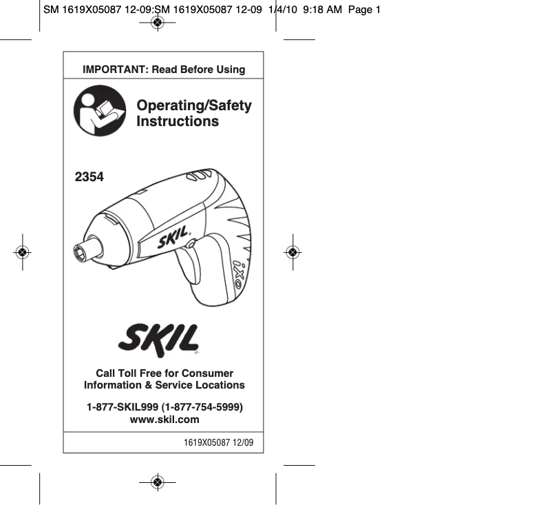 Page 1 de la notice Manuel utilisateur Skil 2354-04