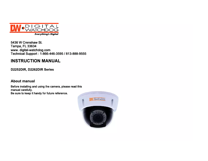 Image de la première page du manuel de l'appareil DWC-D2262DIR