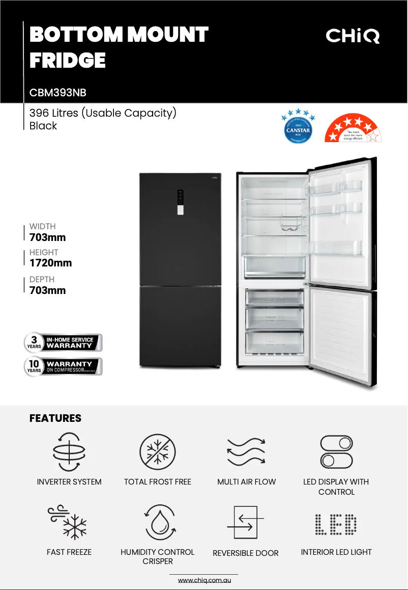 Page 1 de la notice Fiche technique CHiQ CBM393NB