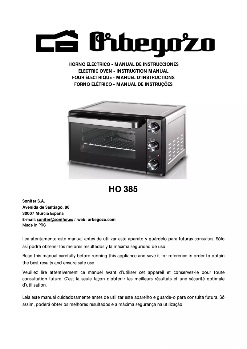 Image de la première page du manuel de l'appareil HO 385