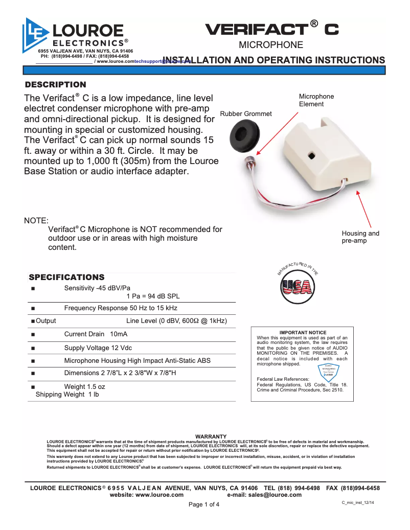 Image de la première page du manuel de l'appareil Verifact C