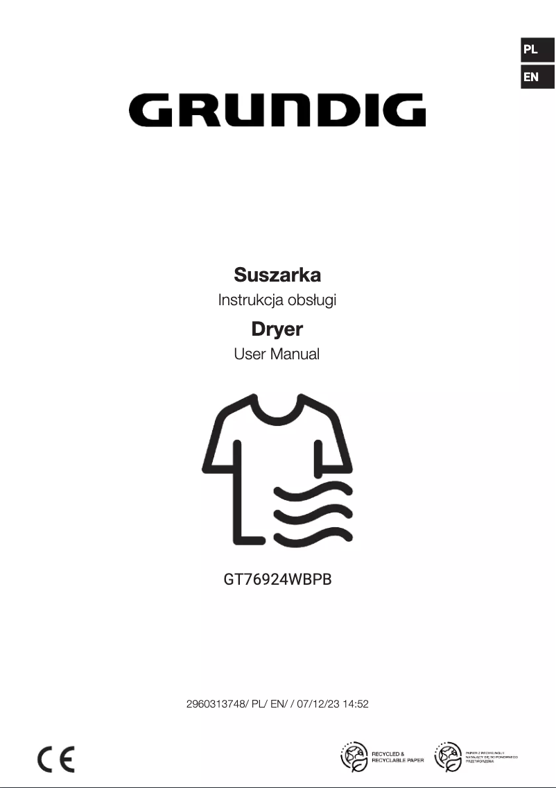 Page n°1 - Manuel utilisateur Grundig GT76924WBPB