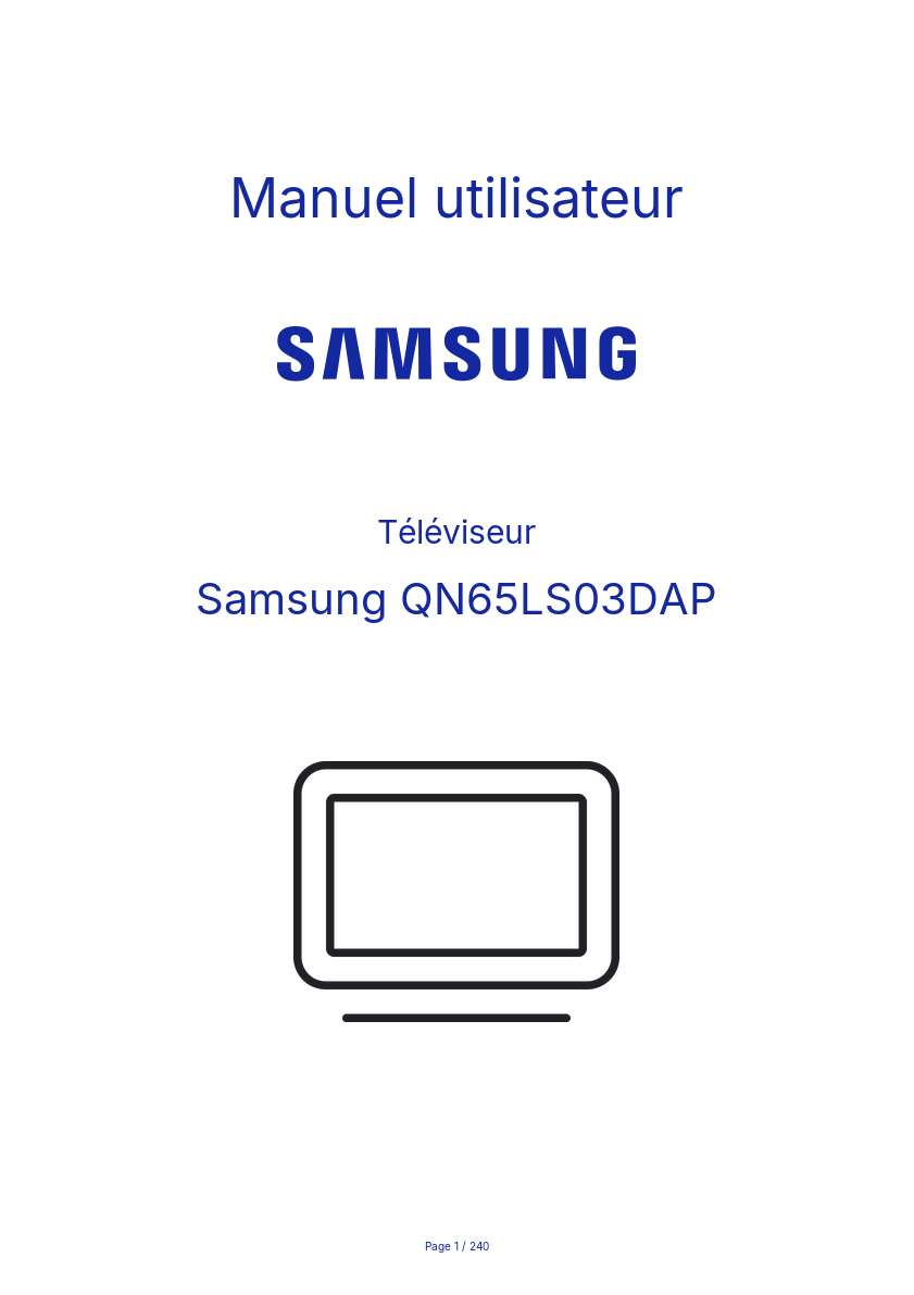 Image de la première page du manuel de l'appareil QN65LS03DAP