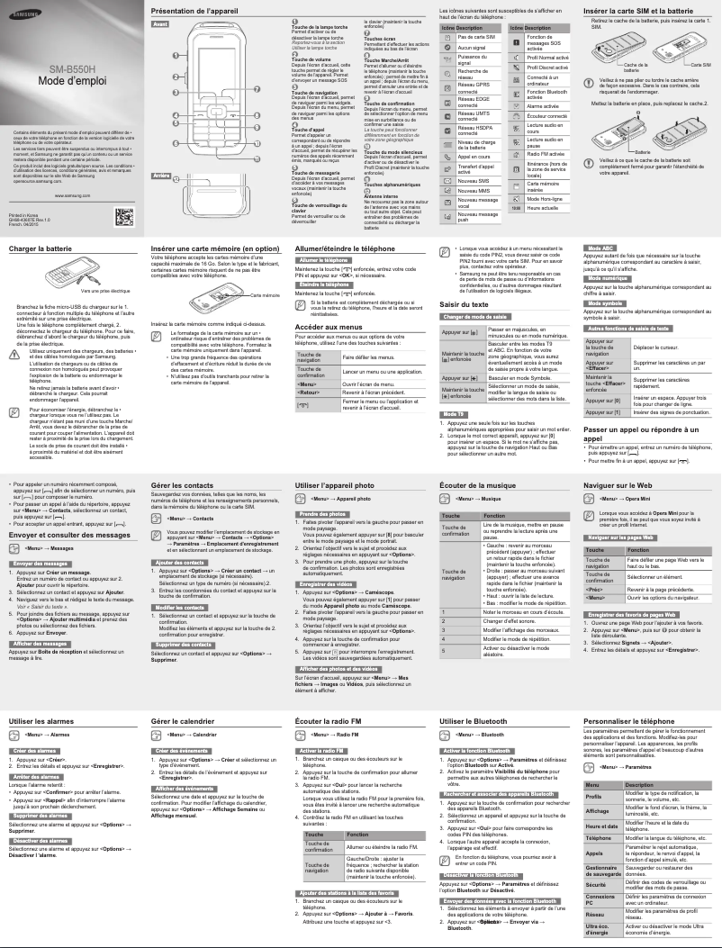 Page 1 de la notice Manuel utilisateur Samsung Xcover 550