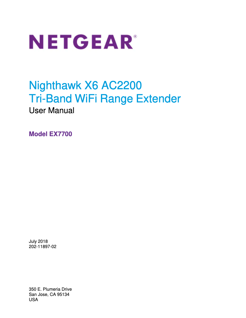 Image de la première page du manuel de l'appareil Nighthawk X6 EX7700