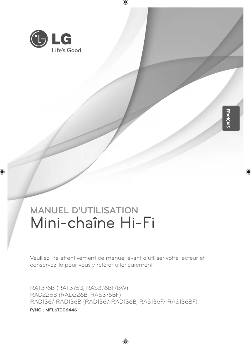 Page 1 de la notice Manuel utilisateur LG RAD136