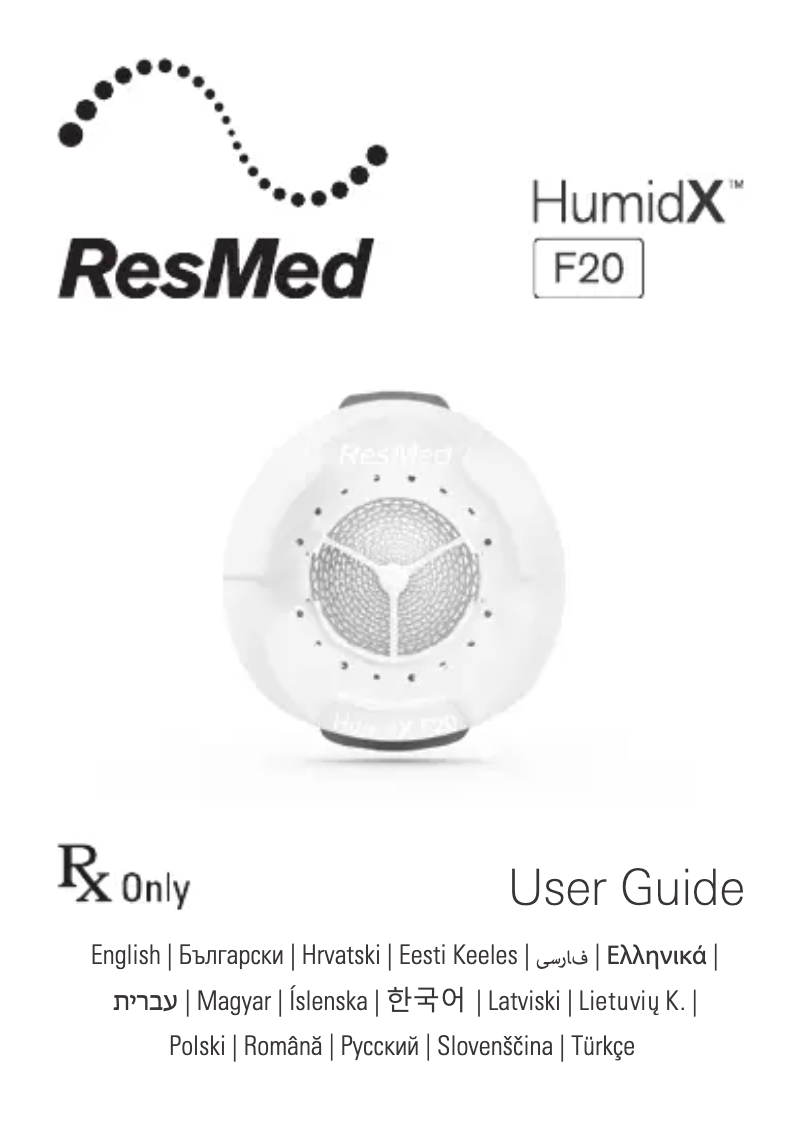 Page 1 de la notice Manuel utilisateur ResMed HumidX F20