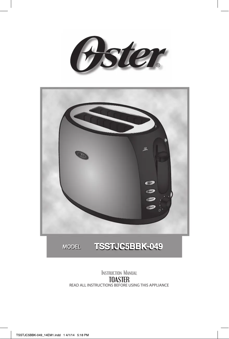 Page 1 de la notice Manuel utilisateur Oster TSSTJC5BBK