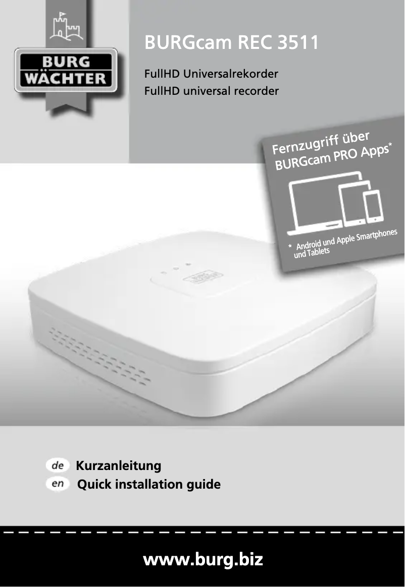 Page 1 de la notice Manuel utilisateur Burg Wächter BURGcam REC 3510