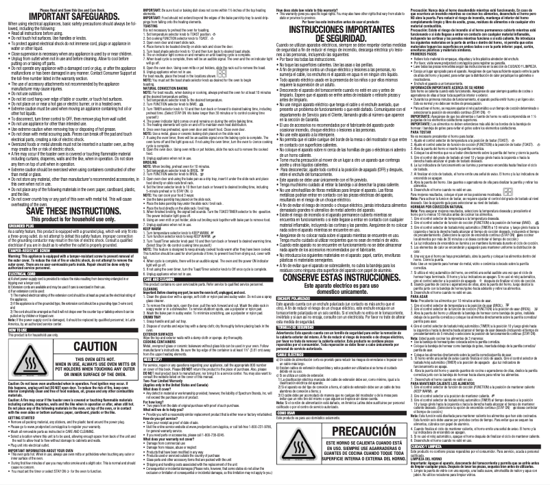 Image de la première page du manuel de l'appareil TO1745SSG