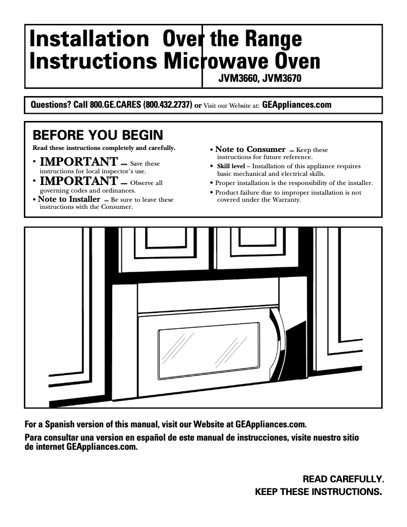 Imagen de la primera página del manual del dispositivo Profile JVM3660SF