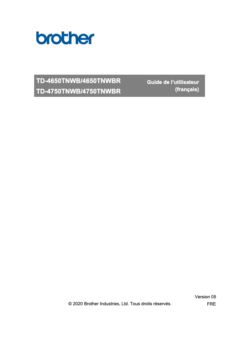 Page 1 de la notice Manuel utilisateur Brother TD-4650TNWB