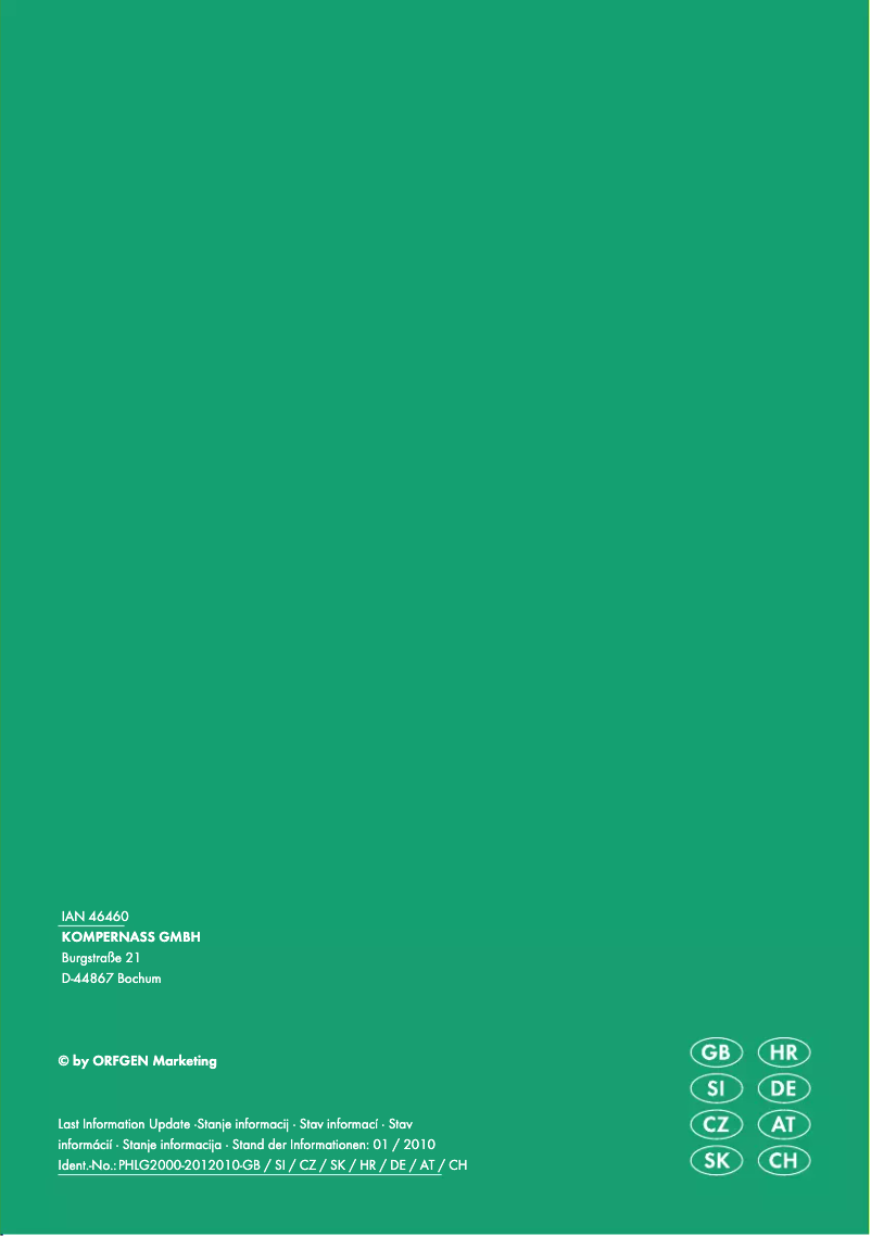 Page 1 de la notice Manuel utilisateur Parkside PHLG 2000-2