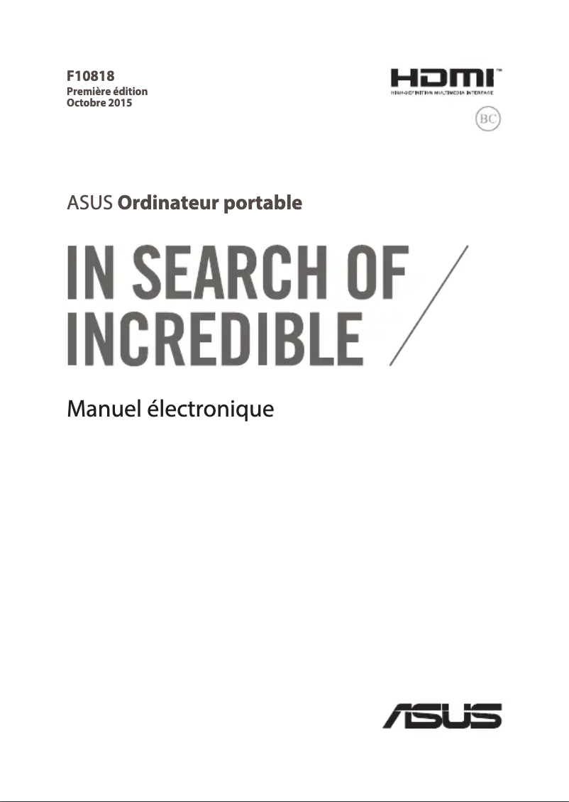Image de la première page du manuel de l'appareil ROG G551VW