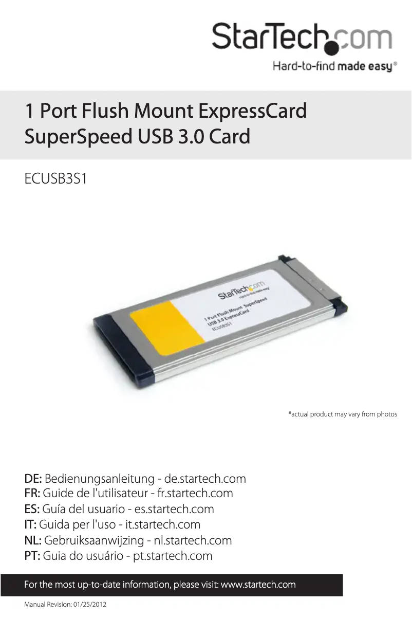 Image de la première page du manuel de l'appareil ECUSB3S1