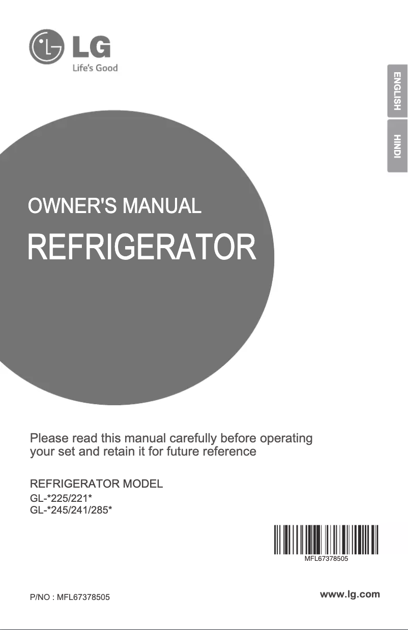 Page 1 de la notice Manuel utilisateur LG GL-B285BSPN