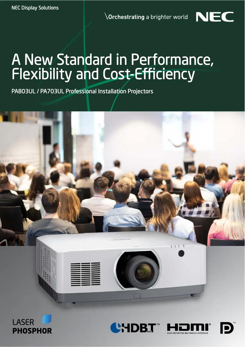 Page 1 de la notice Brochure NEC PA803UL