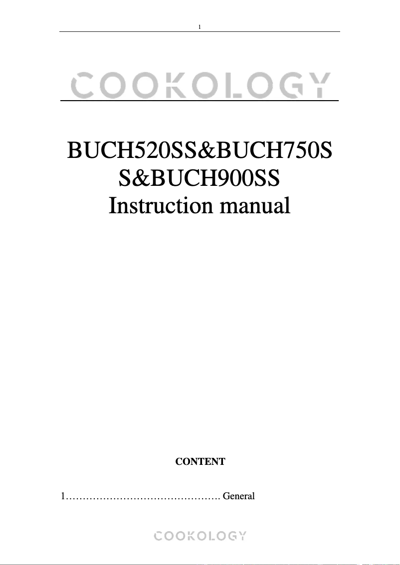 Image de la première page du manuel de l'appareil BUCH900SS