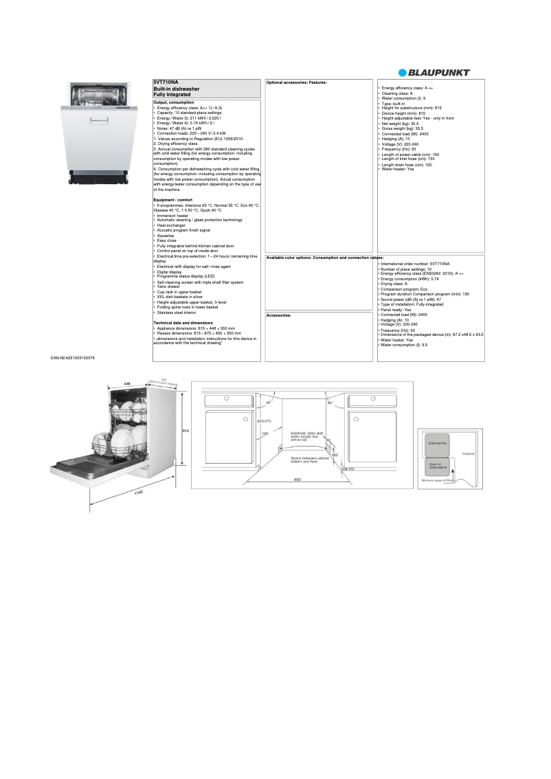 Image de la première page du manuel de l'appareil 5VT710NA