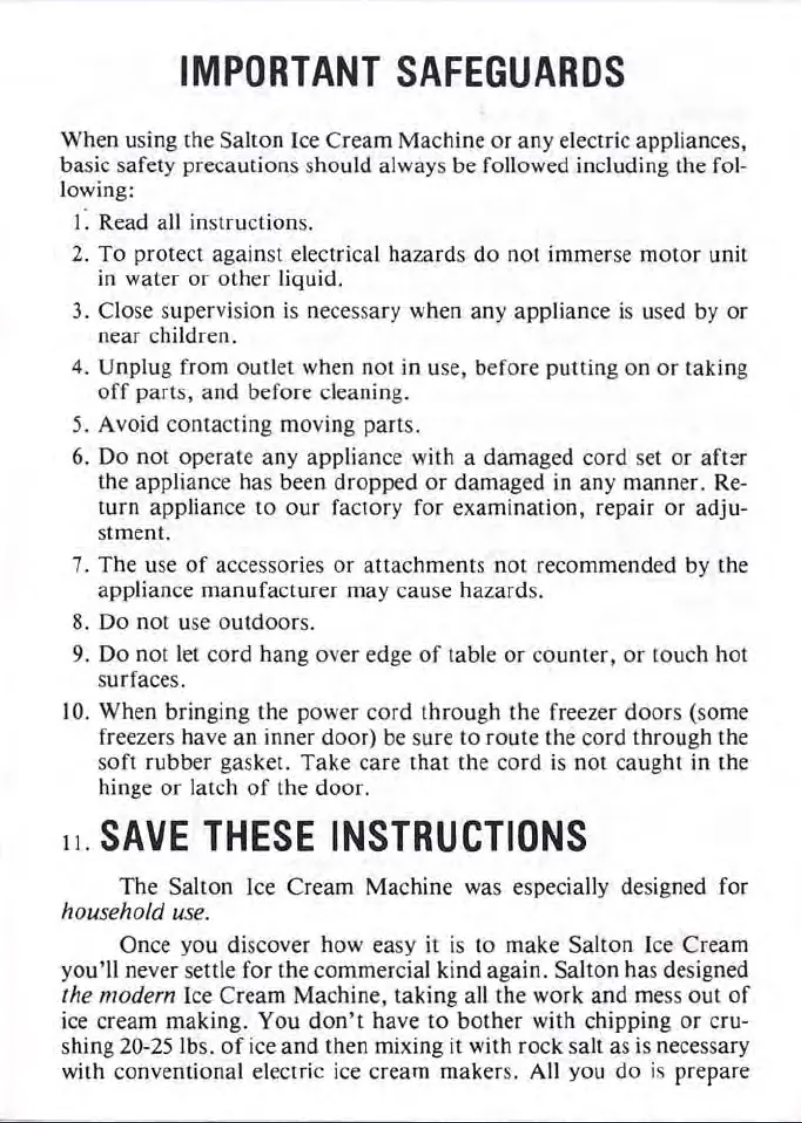 Page 1 de la notice Manuel utilisateur Salton IC-4