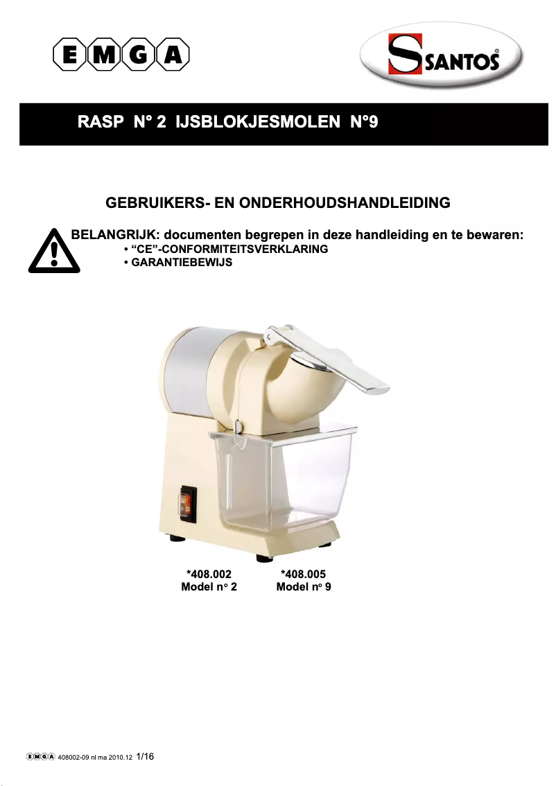 Page 1 de la notice Manuel utilisateur Santos N° 9