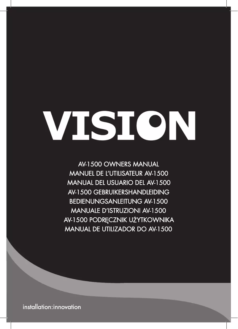 Page 1 de la notice Manuel utilisateur Vision AV-1500