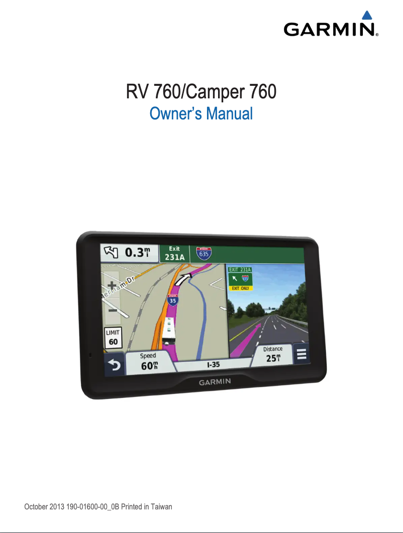 Page n°1 - Manuel utilisateur Garmin Camper 760