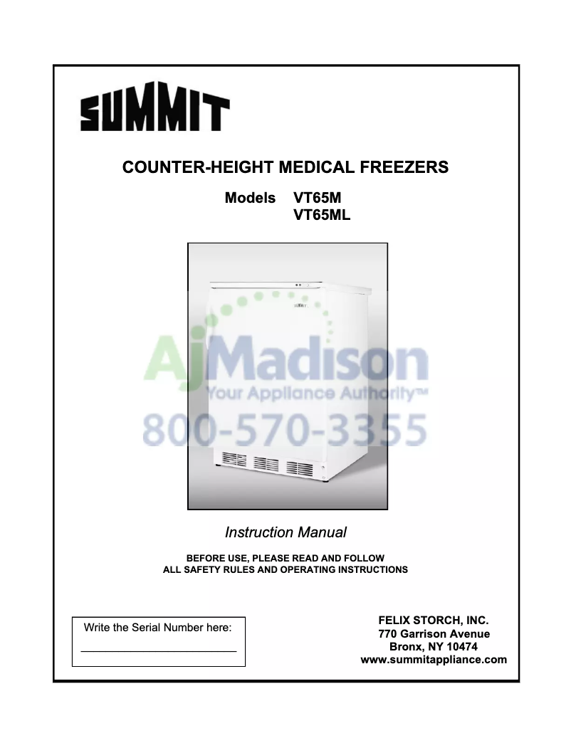 Page n°1 - Manuel utilisateur Accucold VT65MBI