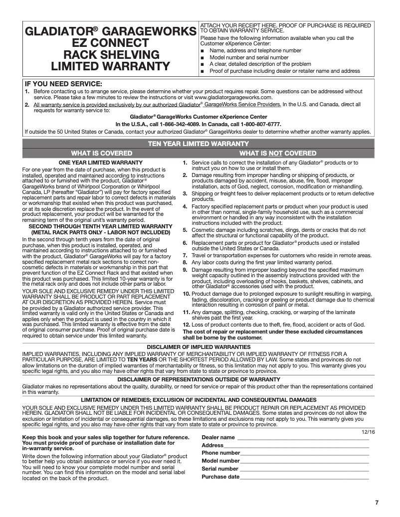 Page 1 de la notice Mode d'emploi Gladiator GARK485TGG