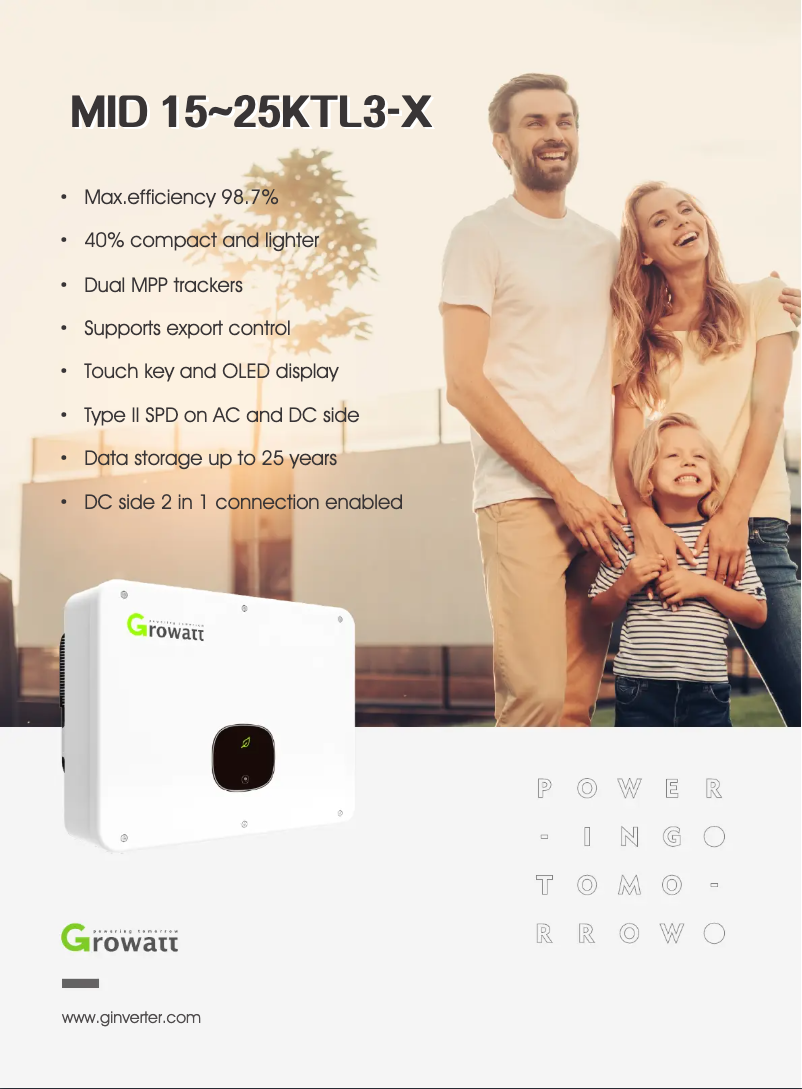 Page 1 de la notice Fiche technique Growatt MID 22KTL3-X