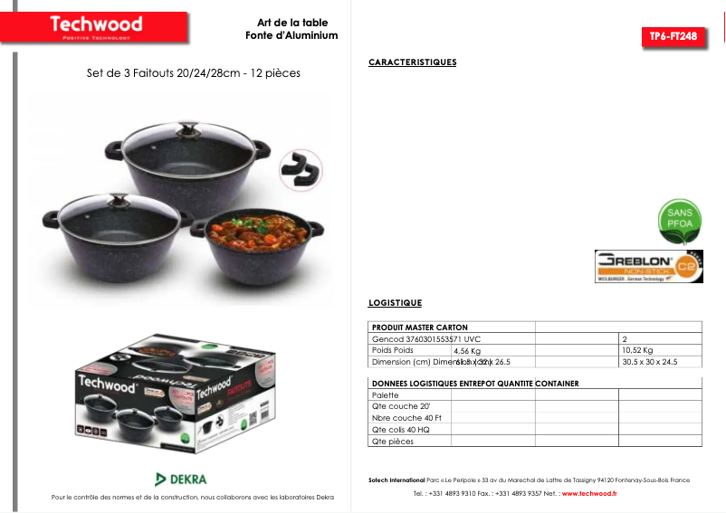 Page 1 de la notice Manuel utilisateur Techwood TP6-FT248