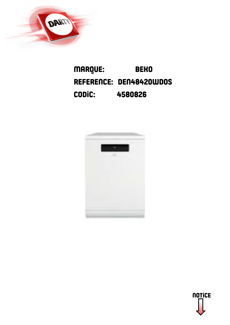 Page n°1 - Manuel utilisateur Beko DEN48420WDOS