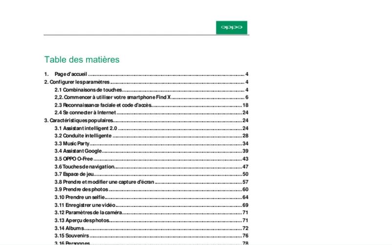 Page 1 de la notice Manuel utilisateur Oppo Find X