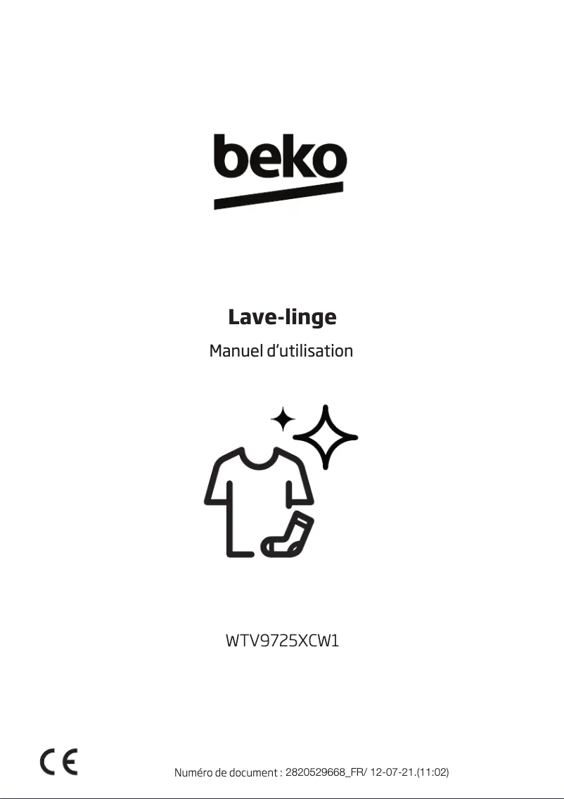 Page 1 de la notice Manuel utilisateur Beko WTV9725XCW1