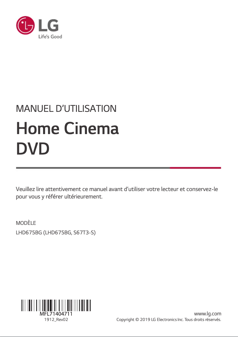 Page n°1 - Manuel utilisateur LG LHD675BG