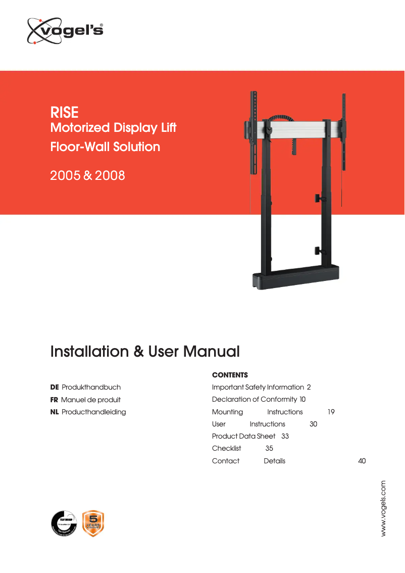 Page 1 de la notice Manuel utilisateur Optoma RISE 2005