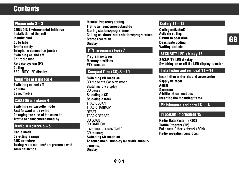 Page 1 de la notice Manuel utilisateur Grundig WKC3705RD